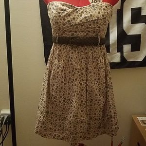 CITY STUDIO Strapless Pink Floral Mini Belt Dress